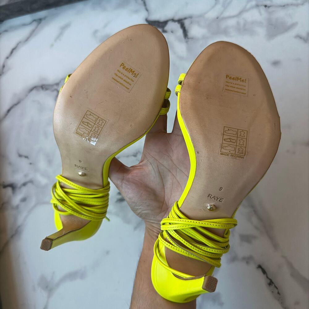 RAYE Alex Neon Yellow Lace-Up Heels NEW Size 9 - Picture 9 of 10